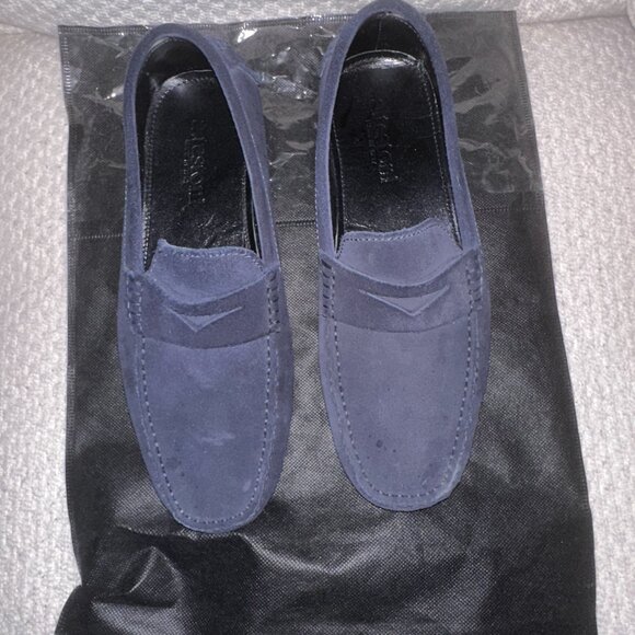 Luxury Shoes - a. testoni Suede - Lola Navy Slip On Driving Shoes - Size 10 main image 2